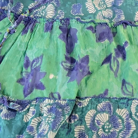 Jane Ashley Vintage 100% Cotton Tiered Multicolor Maxi Skirt - Size Large - Picture 7 of 11